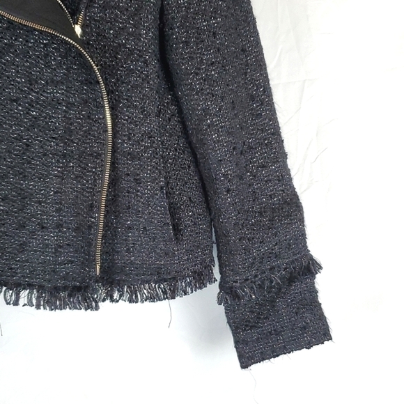 Club Monaco Black Tweed Moto Jacket - Picture 4 of 7